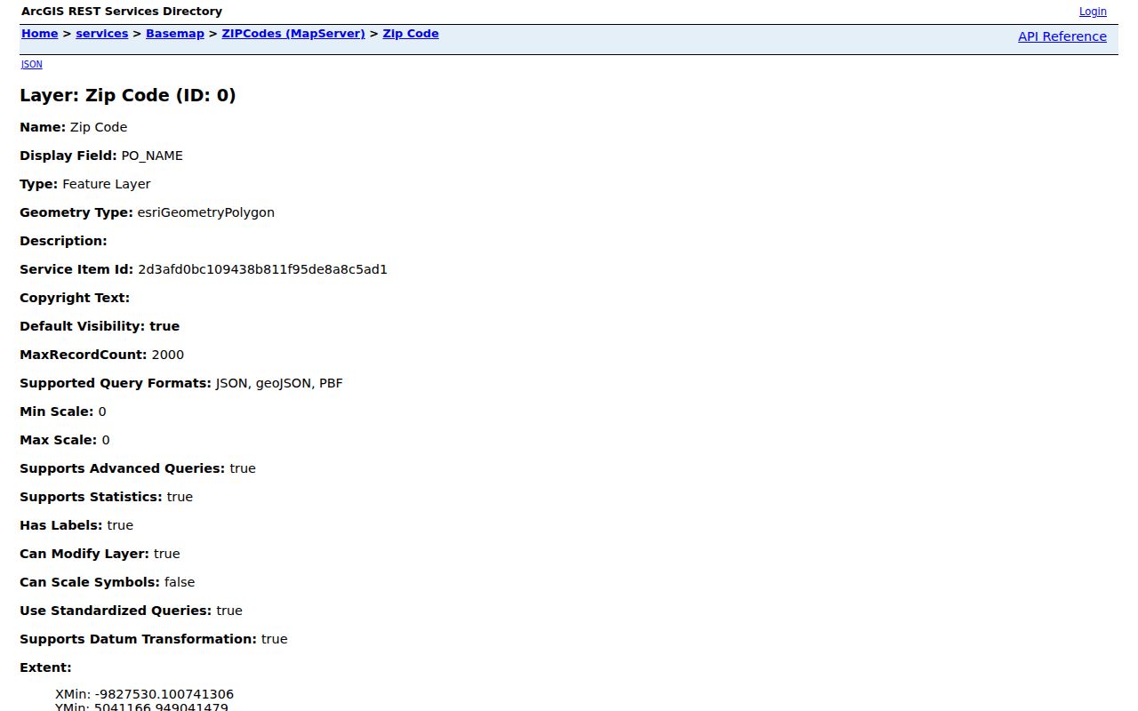 Will County ZIP code directory layer fields and map